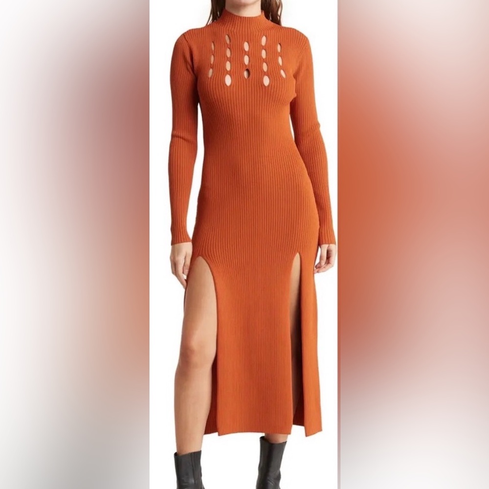 Ronny Kobo Aidy Cutout Ribbed Maxi Knit Dress